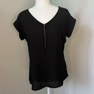 Black Zip Sheer Blouse